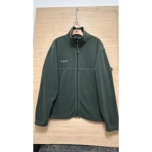 Columbia Fleece Jacket Green Full Zip Mens L Outdoor Hiking Adventure